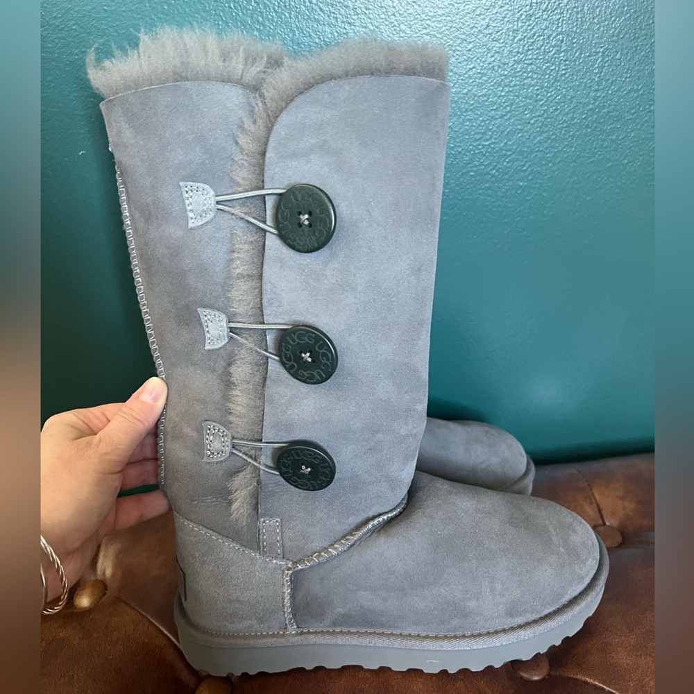 Gray Uggs with Button Detail